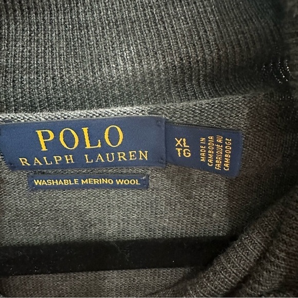 Polo Ralph Lauren Men’s XL Washable Merino Wool Charcoal Gray Turtleneck sweater - Picture 4 of 7